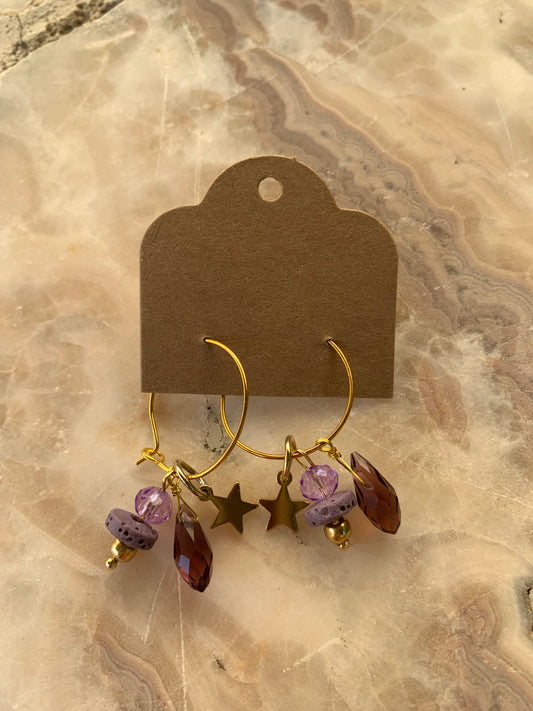 Aros charms morados