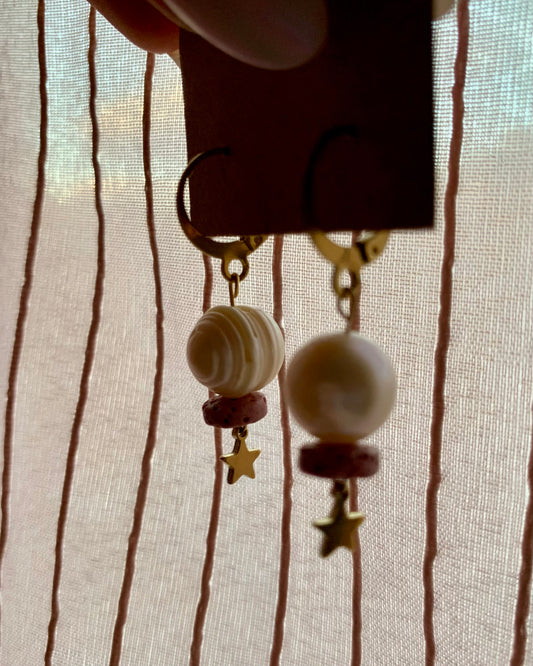 Pendientes perlas rosas