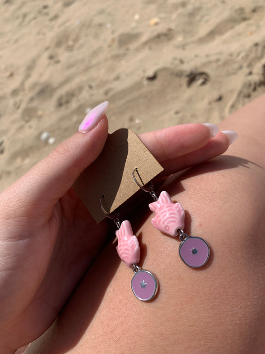 Pendientes pez rosa