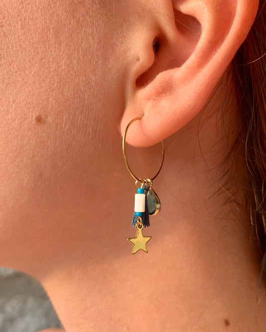 Aros charms turquesas
