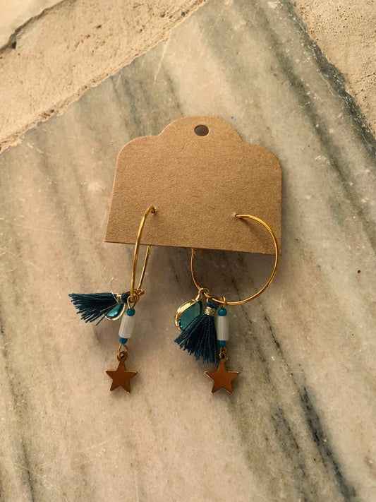 Aros charms turquesas